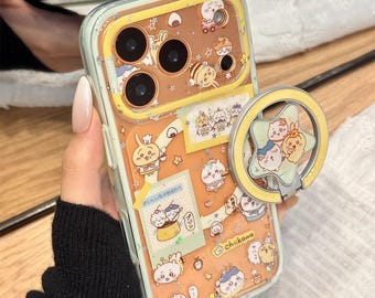 Custodia MagSafe per iPhone con glitter Chiikawa Star e supporto antiscivolo, iPhone 17, iPhone 17 Pro, iPhone 17 Pro Max, custodia Magsafe, Magsafe Grip