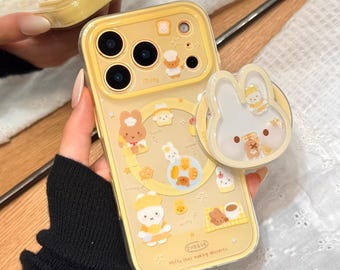 Söt dessert Miffy Kanin MagSafe iPhone-skal med greppstativ, iPhone 17, iPhone 17 Pro, iPhone 17 Pro Max, Magsafe-skal, Magsafe Grip