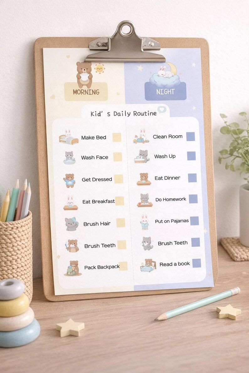 Read A Book Routine Visual Kids Daily Routine Chart Printable, Editable Canva Template, Morning ...