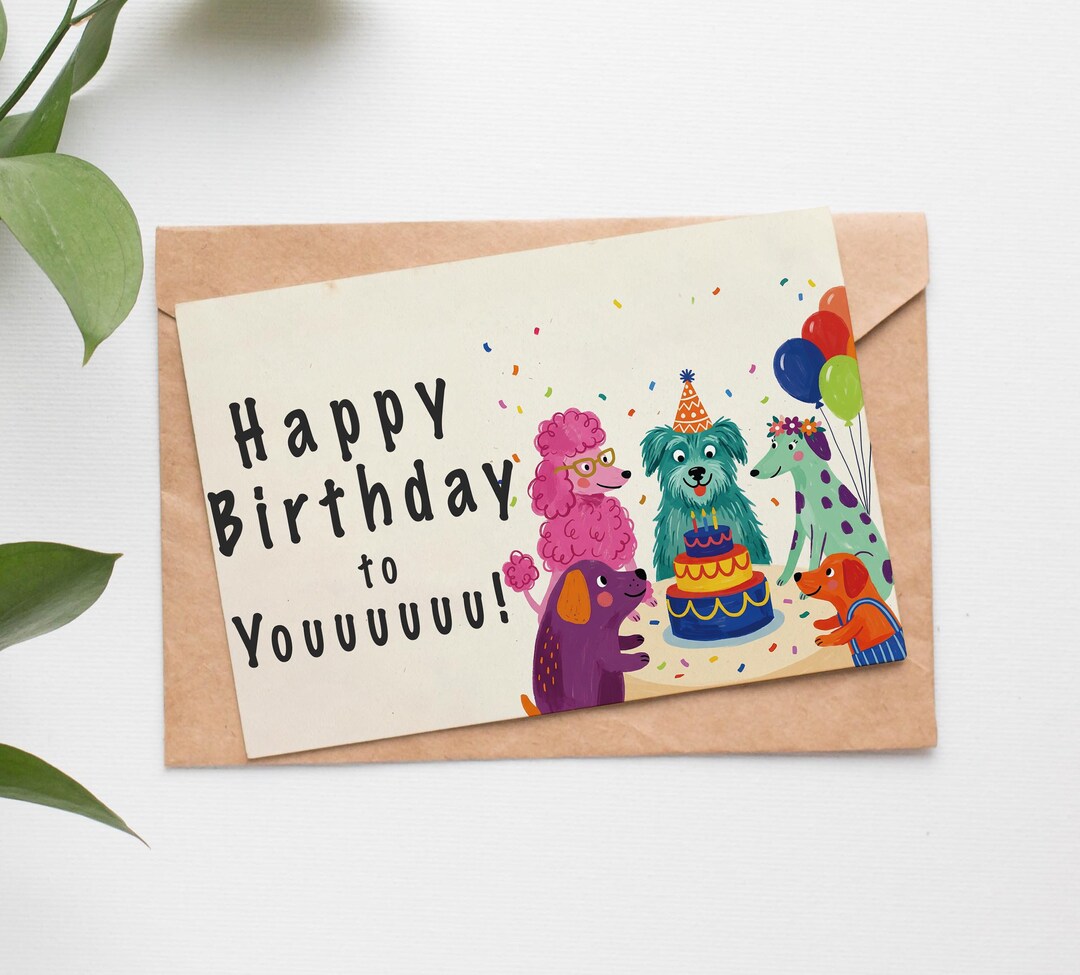 Funny Dog Birthday Card Printable | Cute Puppy Party Card | 5x7 ...