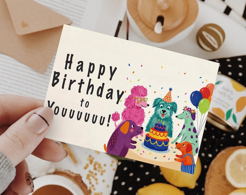 Funny Dog Birthday Card Printable | Cute Puppy Party Card | 5x7 ...