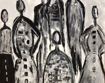 abstract painting;abstract figure painting;expressionist painting;fantasy painting;outsider painting;acrylic painting;whimsical painting.