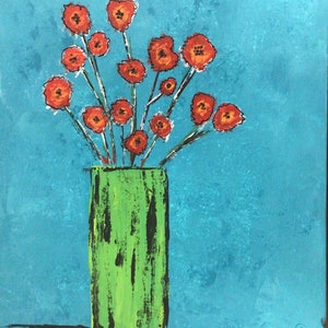 Flower painting, orange flower painting, original flower painting, flower still life.