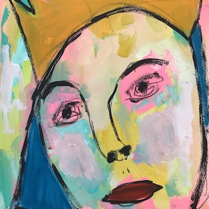 Abstract painting;original abstract portrait painting;modern abstract painting;contemporary painting;whimsical portrait painting.