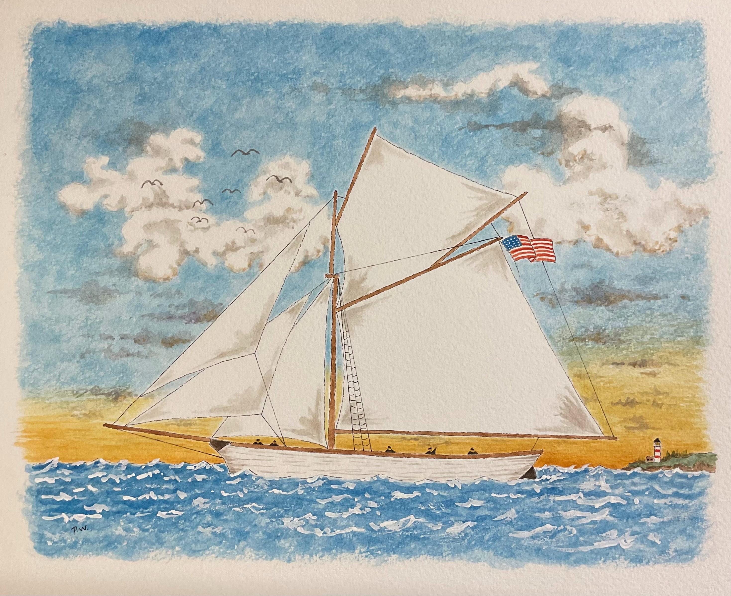 Vintage Schooner Painting - Etsy