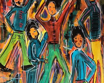 abstract painting;acrylic abstract painting;outsider art;fantasy painting;whimsical painting;modern abstract painting;fantasy figure art