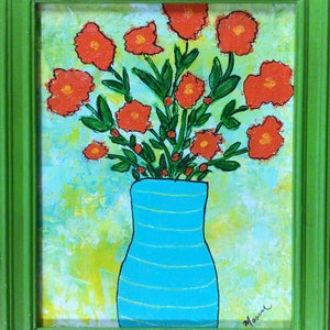 Abstract painting; original acrylic abstract painting; abstract floral painting;floral still life;contemporary art;impressionist art.