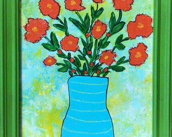 Abstract painting; original acrylic abstract painting; abstract floral painting;floral still life;contemporary art;impressionist art.