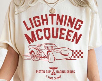 Vintage Lightning McQueen Comfort Colors Shirt, Disney Pixar Cars Tee, Retro 90s Cars Land T-shirt, Disney Family Trip 2026 Matching Tees