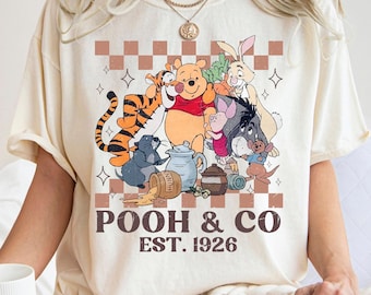Comfort Colors Retro Winnie the Pooh and Friends Shirt, Pooh Co 1926 Vintage Disney Tee, Tigger Piglet Eeyore, Family Trip Disneyland Gift