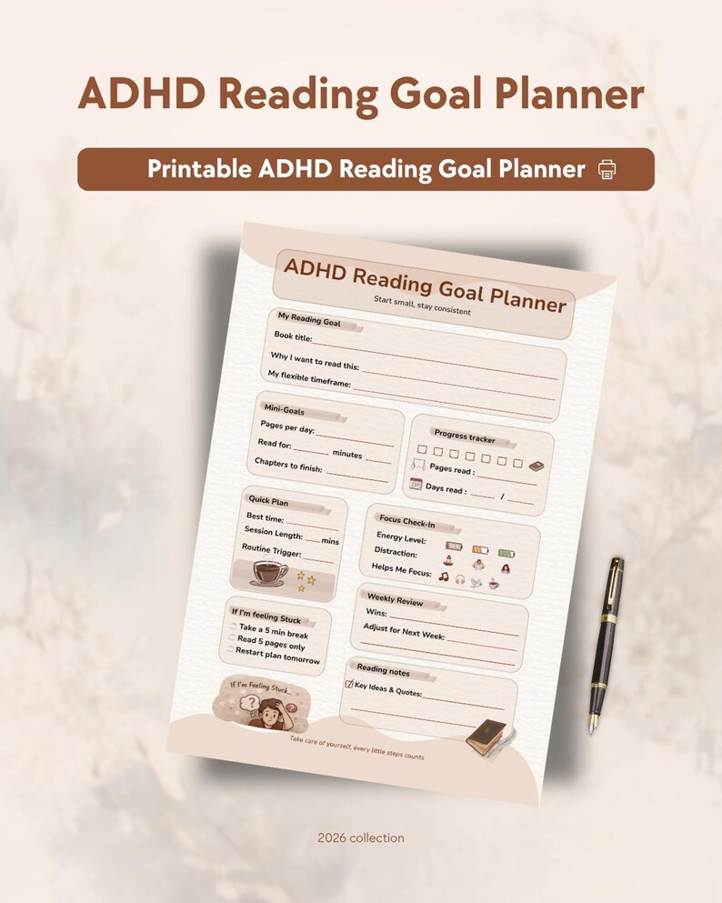ADHD Reading Goal Planner Printable | Neurodivergent Reading Planner ...