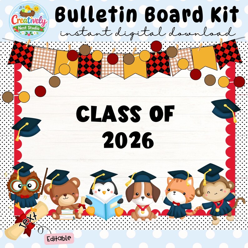 Graduation Bulletin Board Kit | Class of 2026 Decor | Editable ...