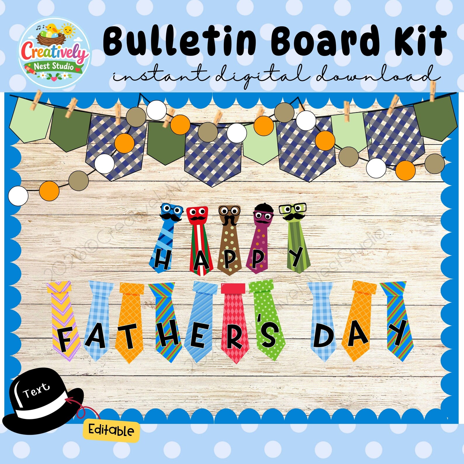 Father's Day Bulletin Board Kit | Christian Classroom Decor | Dad Tie ...