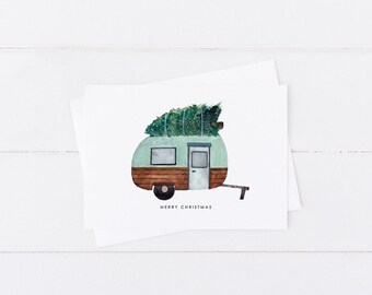 FREE SHIPPING within Canada and U.S - Christmas Greeting Card - "Caravan Christmas Tree", Holiday