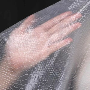 Doorschijnende imitatie-slangenleer TPU-stof | Helder materiaal met dierenprint in reliëf | Waterdicht mat mat vinyl alternatief voor tassen en kleding