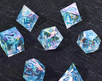 Blue  Resin Dice for DND, Handmade RPG Dice Set, Unique Tabletop Dice