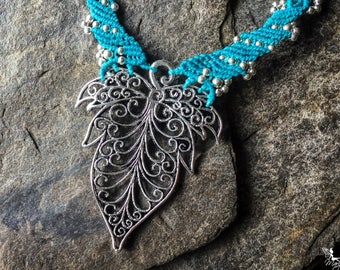 Micro Macrame big leaf elven necklace boho jewelry boho jewelry by Creations Mariposa
