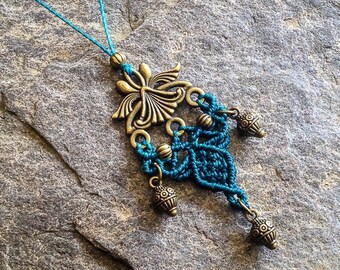 Macrame necklace bohemian chic pendant boho jewelry micromacrame gift for her