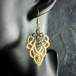 NAOMI Macrame earrings bohemian chic lace brass elven boho micro macrame jewelry image 7