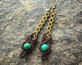 TURQUOISE boho earrings macrame bohemian knotted micromacrame