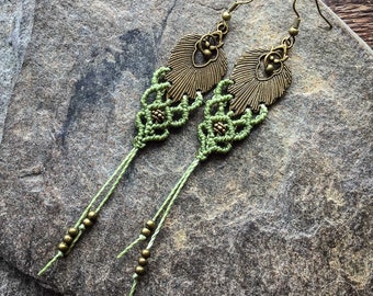 NERWEN Macrame boho earrings brass bohemian tassel elven elf women jewelry
