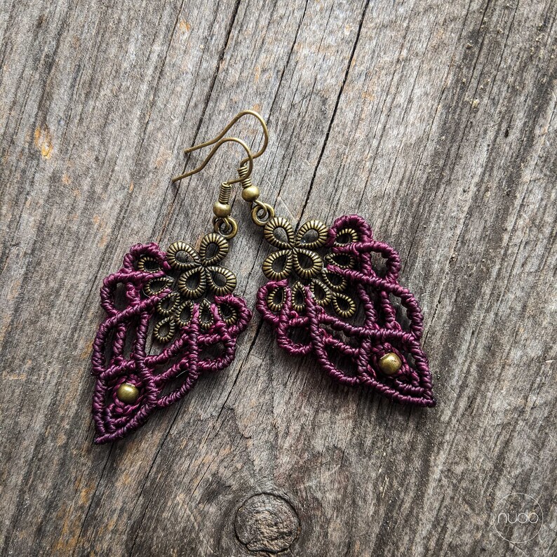 NAOMI Macrame earrings bohemian chic lace brass elven boho micro macrame jewelry image 10