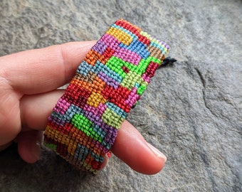 Colorful abstract art macrame cuff bracelet One of a kind gift for artists