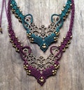 Macrame bohemian chic elven necklace boho jewelry IVY brass