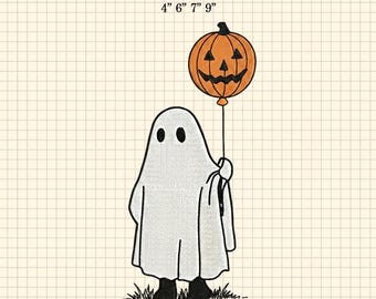 Plik do haftu maszynowego „Duch na Halloween”, haft „Straszny sezon”, dyniowy duch na Halloween, projekt haftu na Halloween, duch na Halloween