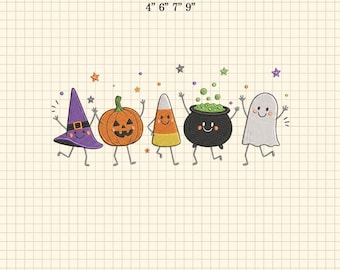 Halloween Doodle Maschinenstickdatei, Kürbis Stickdatei, Stickdatei, Halloween-Design, Halloween-Stickerei