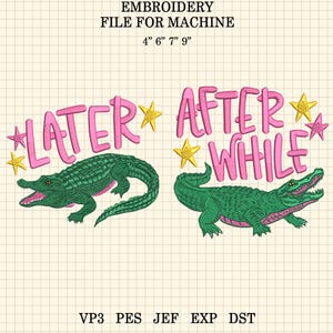 Successivamente, disegno di ricamo di un alligatore, dopo un po', disegno di un coccodrillo, disegno di un alligatore divertente e sarcastico, rispetta il locale, disegno femminile, frase ad effetto