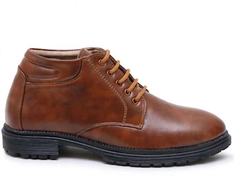 Bottes en cuir marron pour homme, chaussures décontractées à lacets, bottines artisanales, chaussures élégantes pour tous les jours