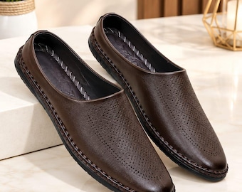 Mocassins en cuir pour homme, chaussures marron à enfiler, chaussures de marche décontractées, chaussures habillées artisanales, chaussures de mariage pour homme, chaussures minimalistes pour tous les jours