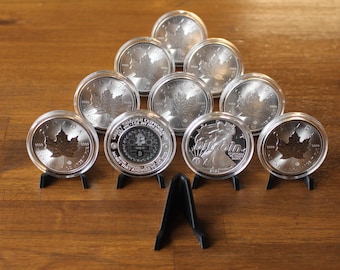 Muntendisplaystandaards voor zilveren munten en capsules