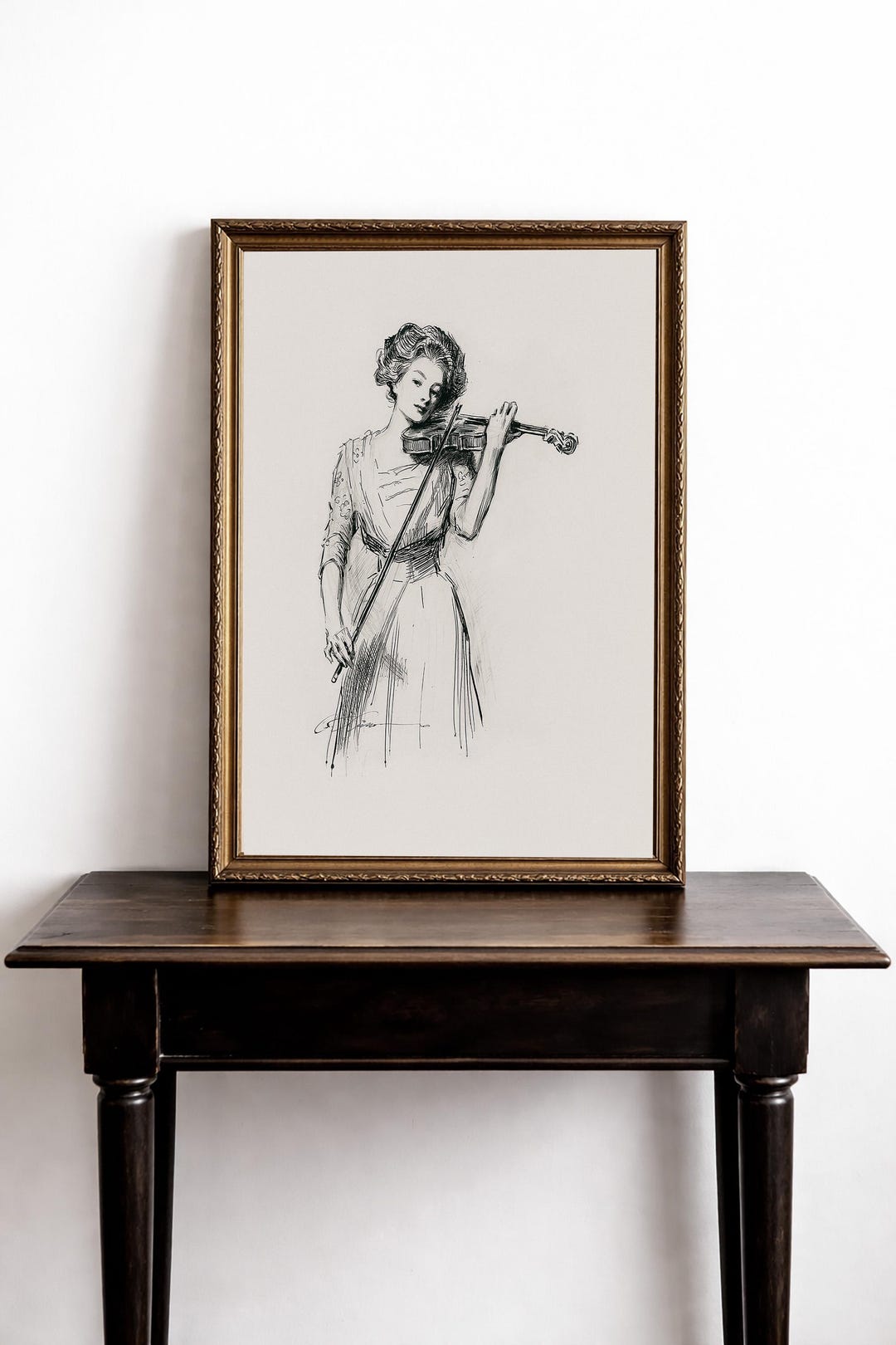 Vintage Woman Violin Art Print | Classical Music Wall Art (digital ...