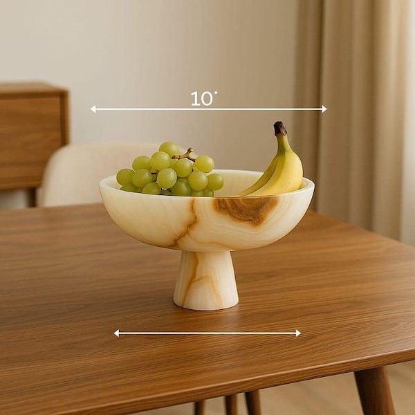 Frutero de pedestal de ónix hecho a mano – Plato de servir de piedra natural