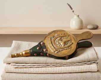 Soffietto da camino vintage in ottone / Souvenir della vecchia fucina - Accessorio rustico per camino