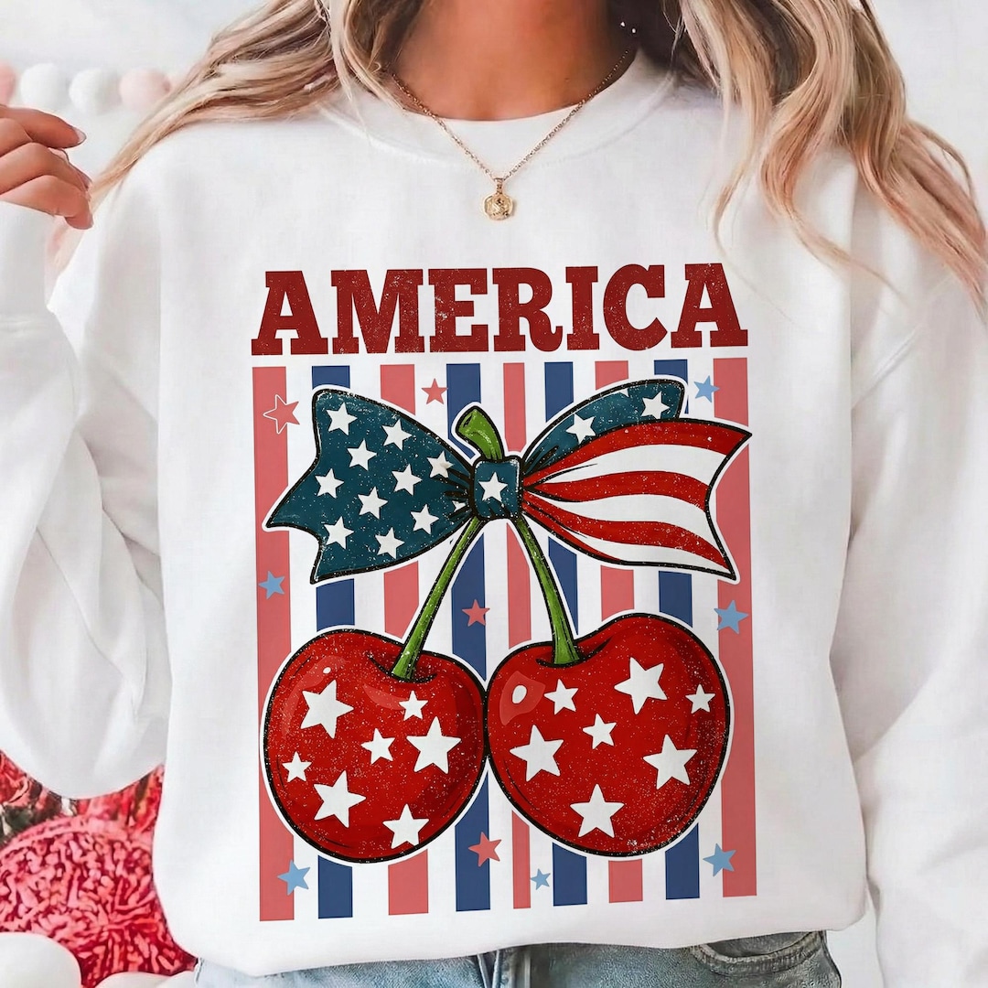 TRENDY STRIPED AMERICA: Striped Cherry America Png, 4th of July Png ...