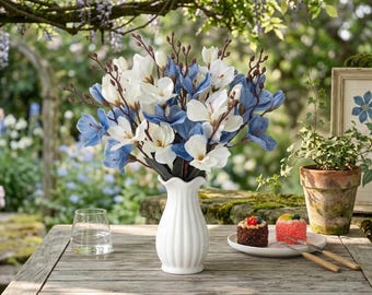 Bouquet di magnolie artificiali, 20 teste, per matrimoni e decorazioni per la casa.