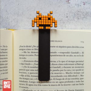Marcapáginas Space Invaders Pixel Art 8-bit | Impresión 3D | Regalo para Amantes de Videojuegos Retro