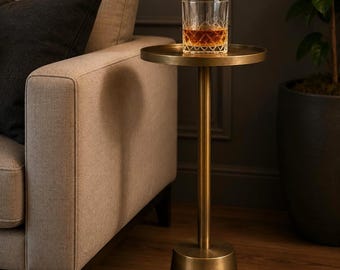 Handgemachter antiker Messing Martini-Tisch | Vintage Sockel Akzent Sofa Beistelltisch