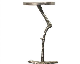 Handmade Nickel Flamingo Side Table, Luxury Drink Table, Decorative Accent Furniture