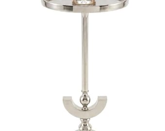 Mesa auxiliar semicircular de níquel / Mesa auxiliar escultural moderna para bebidas