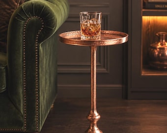 Mesa auxiliar para bebidas con pedestal de cobre macizo hecha a mano – Mesa auxiliar para martinis estilo holandés