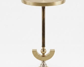 Half Moon Brass Side Table | Sculptural Modern Accent Drink Table