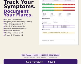 Lupus SLE Symptom Tracker | Daily Flare Log, Organ Health Journal (PDF Download)