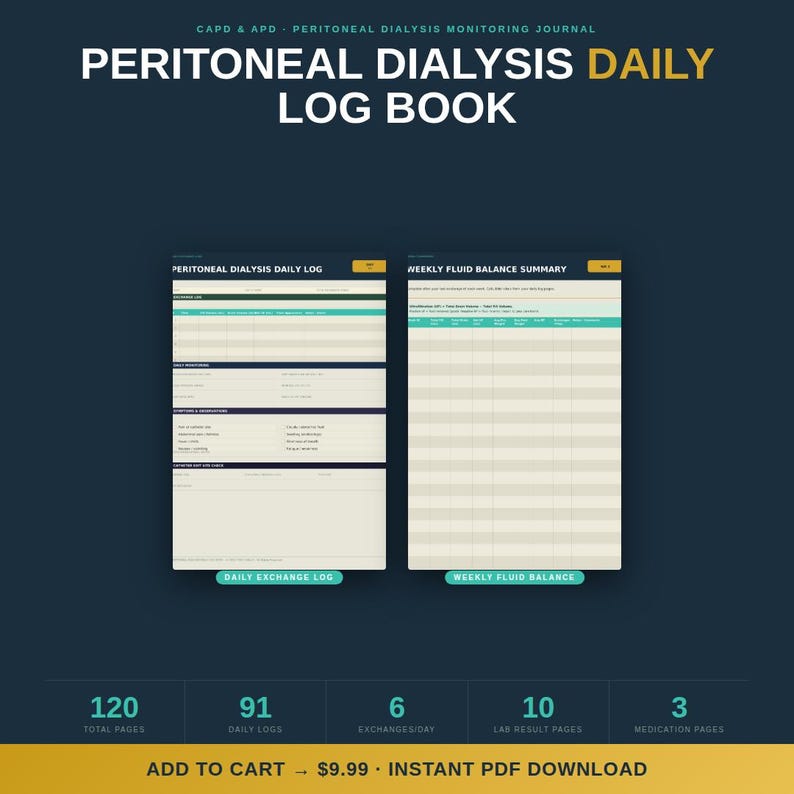 Peritoneal Dialysis Log Book | CAPD APD Monitoring Journal (PDF ...