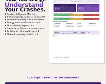 POTS Fatigue Journal | PEM Tracker, Energy Pacing Log (PDF Download)