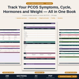 PCOS Kompletter Organizer Printable 240 Seiten | 5 Notizbücher | python Fruchtbarkeit Ernährung PDF