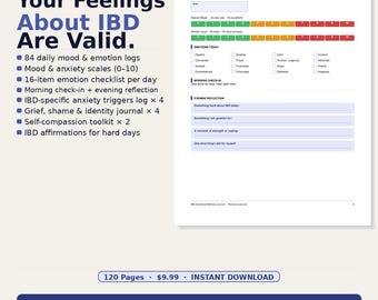 IBD Emotional Wellness Journal | Crohn's, Colitis Anxiety, Grief Log (PDF Download)
